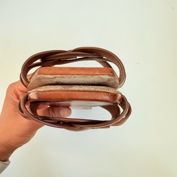 Saint Laurent Cognac Brown Leather Tribute open toe flat slide sandals EU 39.5 - Picture 7 of 11